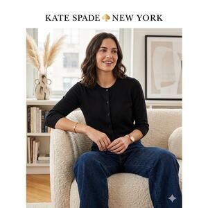 Kate Spade New York "Live Colorfully" Button-Front Cardigan Sweater - Black